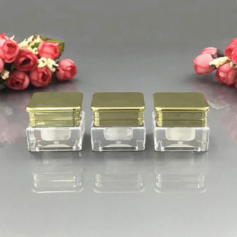Gel Refill Pack - Pot/pot/bouteille en plastique acrylique carré doré