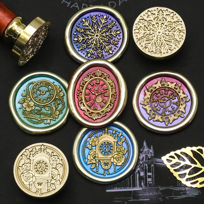 Wax Seal Stamp Set - Tampon de cire d'horloge rétro, ours