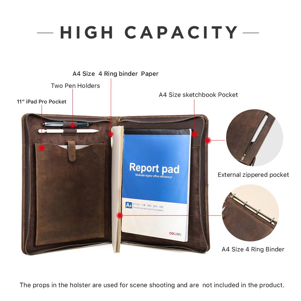 Portefeuille en cuir de vachet - Binder A4 Lever avis et prix